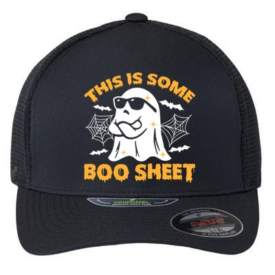 This Is Some Boo Sheet Ghost Retro Halloween Costume Spooky Season Flexfit Unipanel Trucker Cap