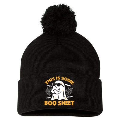 This Is Some Boo Sheet Ghost Retro Halloween Costume Spooky Season Pom Pom 12in Knit Beanie