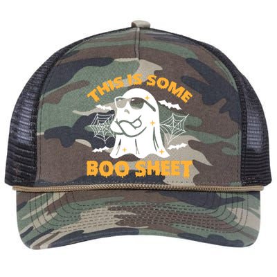 This Is Some Boo Sheet Ghost Retro Halloween Costume Spooky Season Retro Rope Trucker Hat Cap