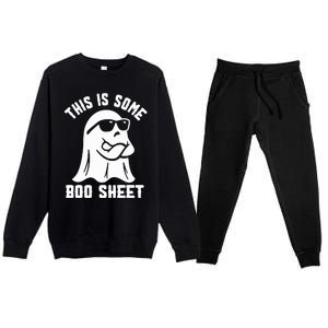 This Is Some Boo Sheet Cute Ghost Halloween Cool Ghost Some Spooky Premium Crewneck Sweatsuit Set