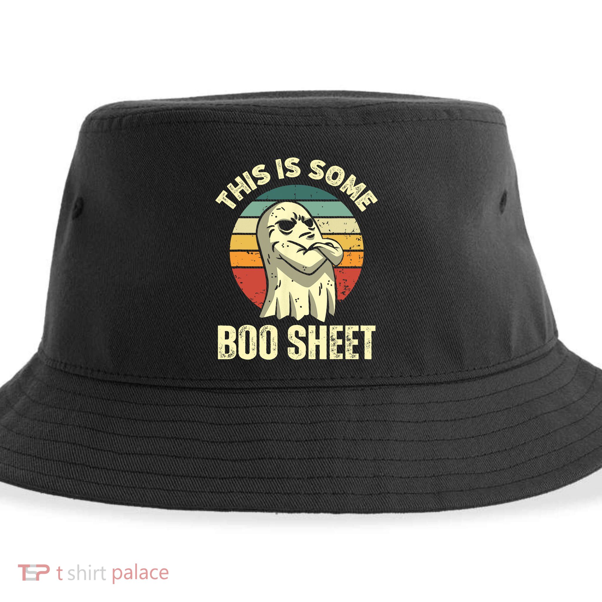 This Is Some Boo Sheet Halloween Funny Vintage Ghost Design Sustainable Bucket Hat