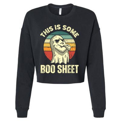 This Is Some Boo Sheet Halloween Funny Vintage Ghost Design Cropped Pullover Crew