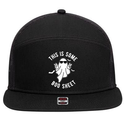 This Is Some Boo Sheet Ghost Funny Halloween 7 Panel Mesh Trucker Snapback Hat