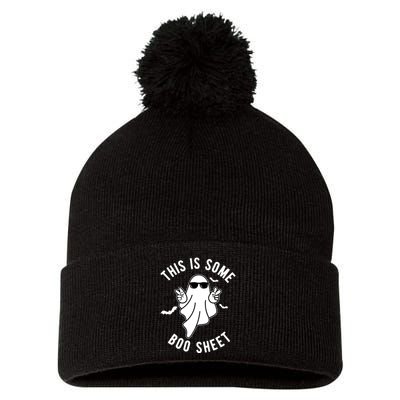 This Is Some Boo Sheet Ghost Funny Halloween Pom Pom 12in Knit Beanie