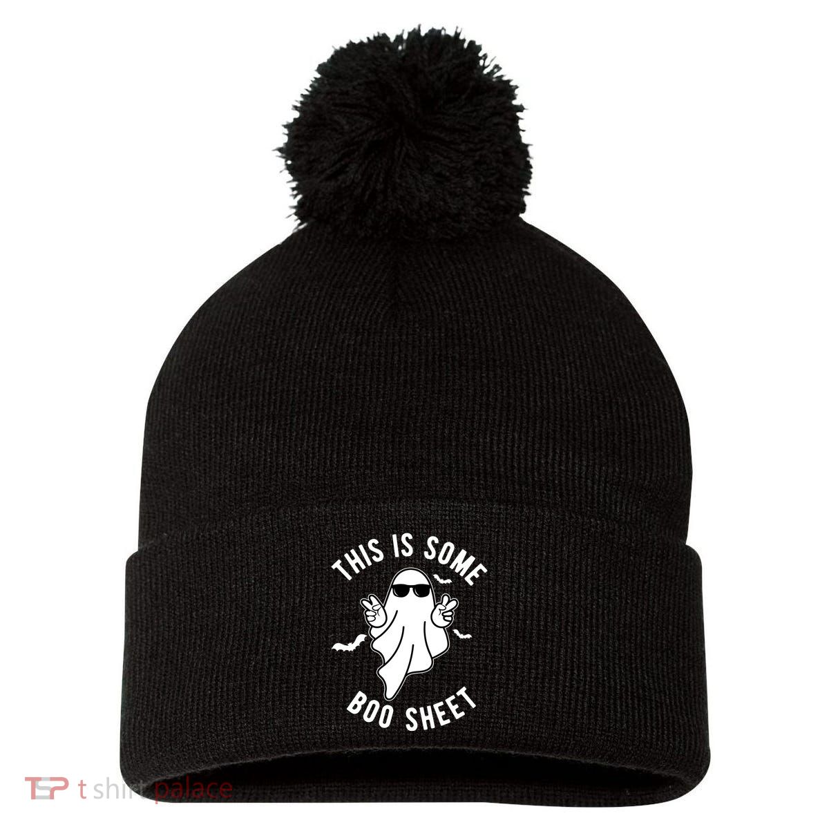 This Is Some Boo Sheet Ghost Funny Halloween Pom Pom 12in Knit Beanie