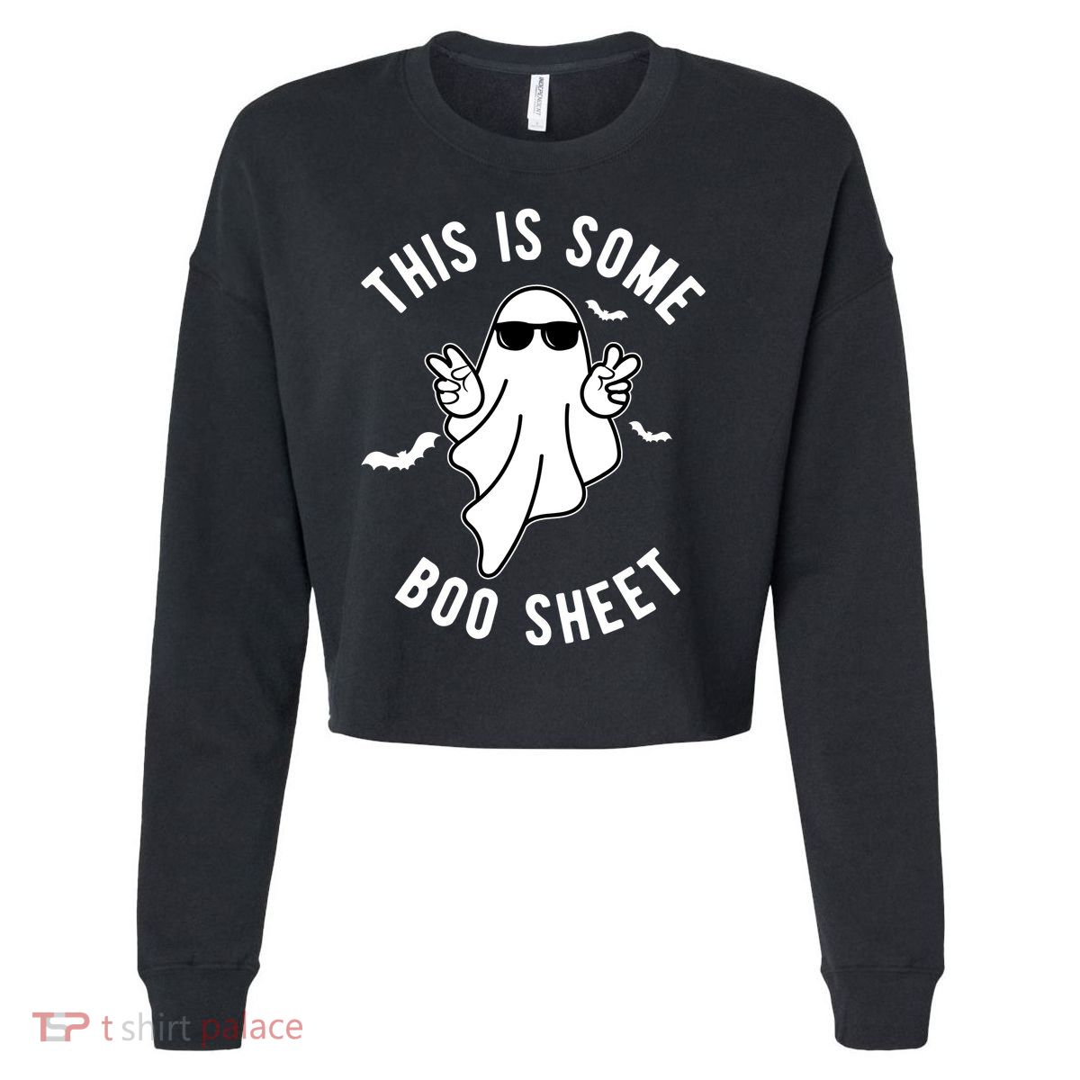 This Is Some Boo Sheet Ghost Funny Halloween Cropped Pullover Crew