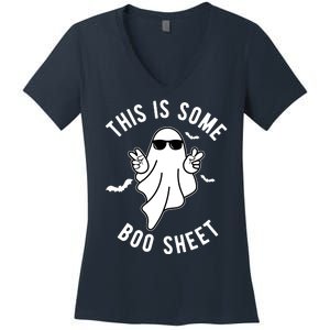 This Is Some Boo Sheet Ghost Funny Halloween Women's V-Neck T-Shirt