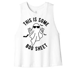 This Is Some Boo Sheet Ghost Funny Halloween Women's Racerback Cropped Tank