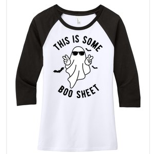 This Is Some Boo Sheet Ghost Funny Halloween Women's Tri-Blend 3/4-Sleeve Raglan Shirt