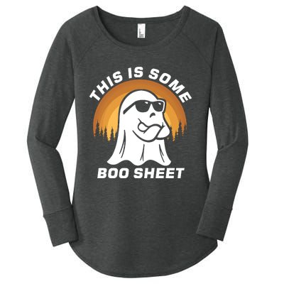 This Is Some Boo Sheet Funny Halloween Ghost Boo Costume Women's Perfect Tri Tunic Long Sleeve Shirt