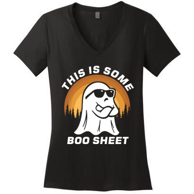 This Is Some Boo Sheet Funny Halloween Ghost Boo Costume Women's V-Neck T-Shirt