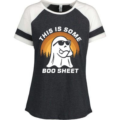 This Is Some Boo Sheet Funny Halloween Ghost Boo Costume Enza Ladies Jersey Colorblock Tee