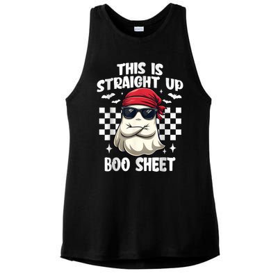 This Is Straight Up Boo Sheet Funny Halloween Ladies PosiCharge Tri-Blend Wicking Tank