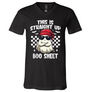 This Is Straight Up Boo Sheet Funny Halloween V-Neck T-Shirt