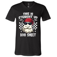 This Is Straight Up Boo Sheet Funny Halloween V-Neck T-Shirt