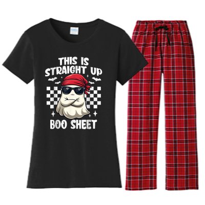 This Is Straight Up Boo Sheet Funny Halloween Women's Flannel Pajama Set