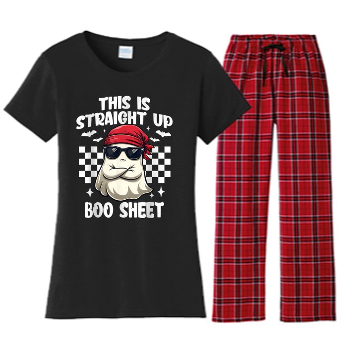 This Is Straight Up Boo Sheet Funny Halloween Women's Flannel Pajama Set