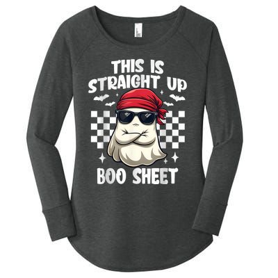 This Is Straight Up Boo Sheet Funny Halloween Women's Perfect Tri Tunic Long Sleeve Shirt