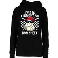 This Is Straight Up Boo Sheet Funny Halloween Womens Funnel Neck Pullover Hood