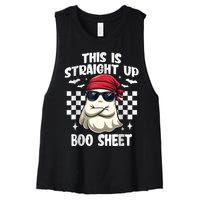 This Is Straight Up Boo Sheet Funny Halloween Women's Racerback Cropped Tank