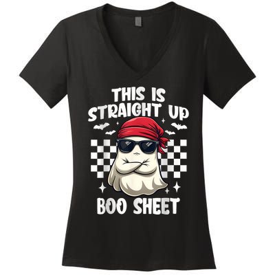 This Is Straight Up Boo Sheet Funny Halloween Women's V-Neck T-Shirt