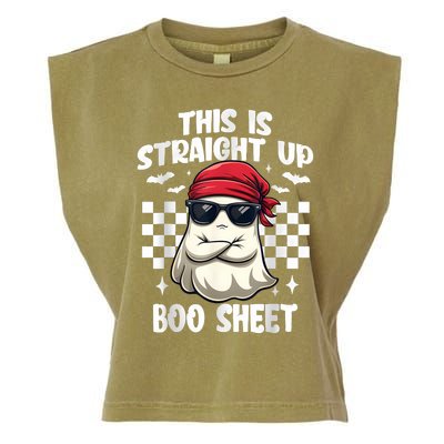 This Is Straight Up Boo Sheet Funny Halloween Garment-Dyed Women's Muscle Tee