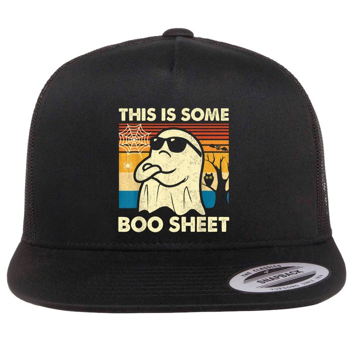This Is Some Boo Sheet Ghost Retro Funny Halloween Flat Bill Trucker Hat