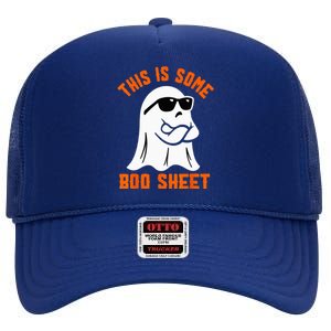 This Is Some Boo Sheet Cool Ghost Funny Halloween Costume High Crown Mesh Back Trucker Hat