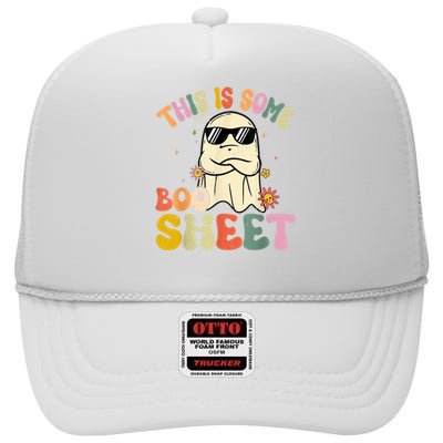 This Is Some Boo Sheet Groovy Ghost Funny Halloween Costume High Crown Mesh Back Trucker Hat