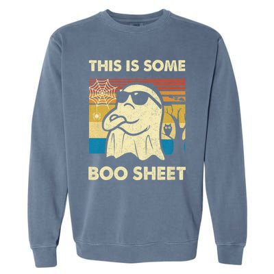 This Is Some Boo Sheet Ghost Retro Funny Halloween Garment-Dyed Sweatshirt