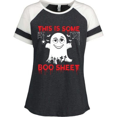 This Is Some Boo Sheet Funny Halloween Ghost Gift Enza Ladies Jersey Colorblock Tee