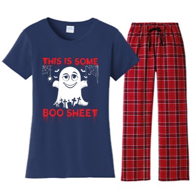 This Is Some Boo Sheet Funny Halloween Ghost Gift Women's Flannel Pajama Set