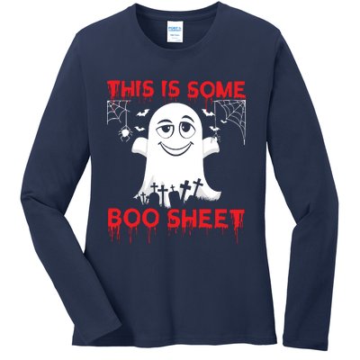 This Is Some Boo Sheet Funny Halloween Ghost Gift Ladies Long Sleeve Shirt