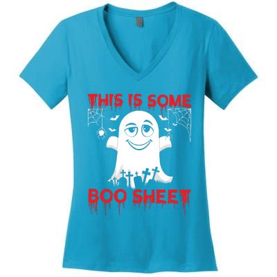 This Is Some Boo Sheet Funny Halloween Ghost Gift Women's V-Neck T-Shirt