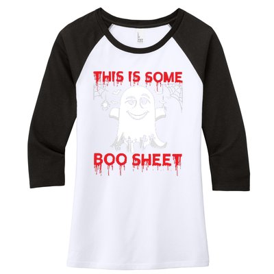 This Is Some Boo Sheet Funny Halloween Ghost Gift Women's Tri-Blend 3/4-Sleeve Raglan Shirt