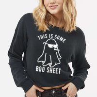 This Is Some Boo Sheet Funny Ghost Cropped Pullover Crew