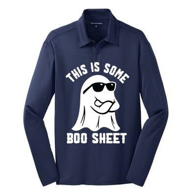 This Is Some Boo Sheet Ghost Retro Halloween Costume Silk Touch Performance Long Sleeve Polo