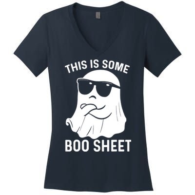 This Is Some Boo Sheet Ghost Halloween Costume Women's V-Neck T-Shirt