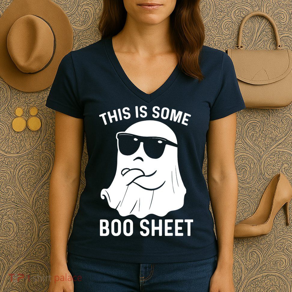 This Is Some Boo Sheet Ghost Halloween Costume Women's V-Neck T-Shirt