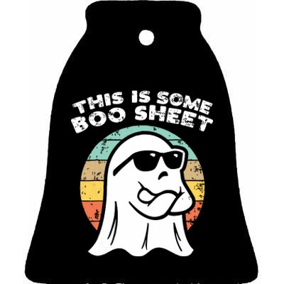 This Is Some Boo Sheet Ghost Sunglasses Halloween Ceramic Bell Ornament