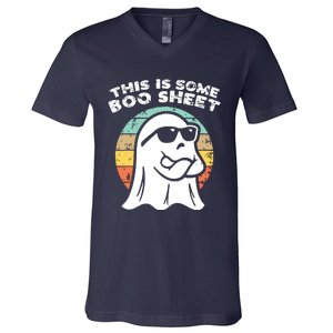 This Is Some Boo Sheet Ghost Sunglasses Halloween V-Neck T-Shirt