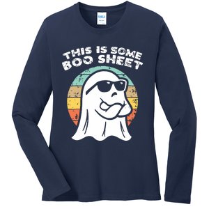 This Is Some Boo Sheet Ghost Sunglasses Halloween Ladies Long Sleeve Shirt