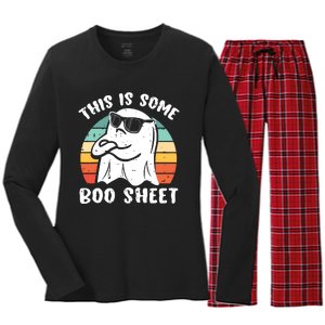 This Is Some Boo Sheet Halloween Ghost Funny Gift Women's Long Sleeve Flannel Pajama Set 