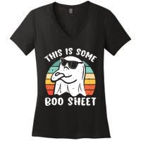 This Is Some Boo Sheet Halloween Ghost Funny Gift Women's V-Neck T-Shirt