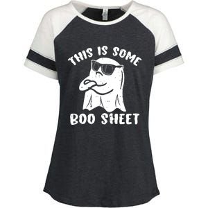 This Is Some Boo Sheet Halloween Ghost Funny Gift Enza Ladies Jersey Colorblock Tee