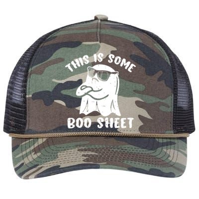 This Is Some Boo Sheet Halloween Ghost Funny Gift Retro Rope Trucker Hat Cap