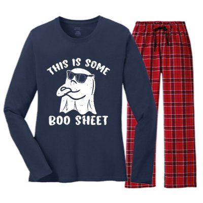 This Is Some Boo Sheet Halloween Ghost Funny Gift Women's Long Sleeve Flannel Pajama Set 