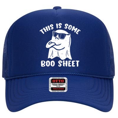 This Is Some Boo Sheet Halloween Ghost Funny Gift High Crown Mesh Back Trucker Hat