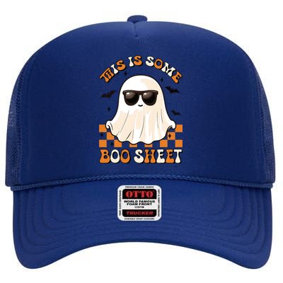 This Is Some Boo Sheet Halloween Ghost Funny Gifts High Crown Mesh Back Trucker Hat