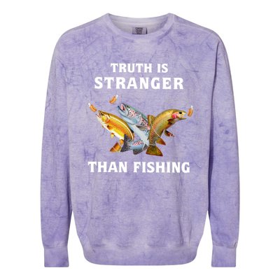 Truth Is Stranger Than Fishing Gift Colorblast Crewneck Sweatshirt